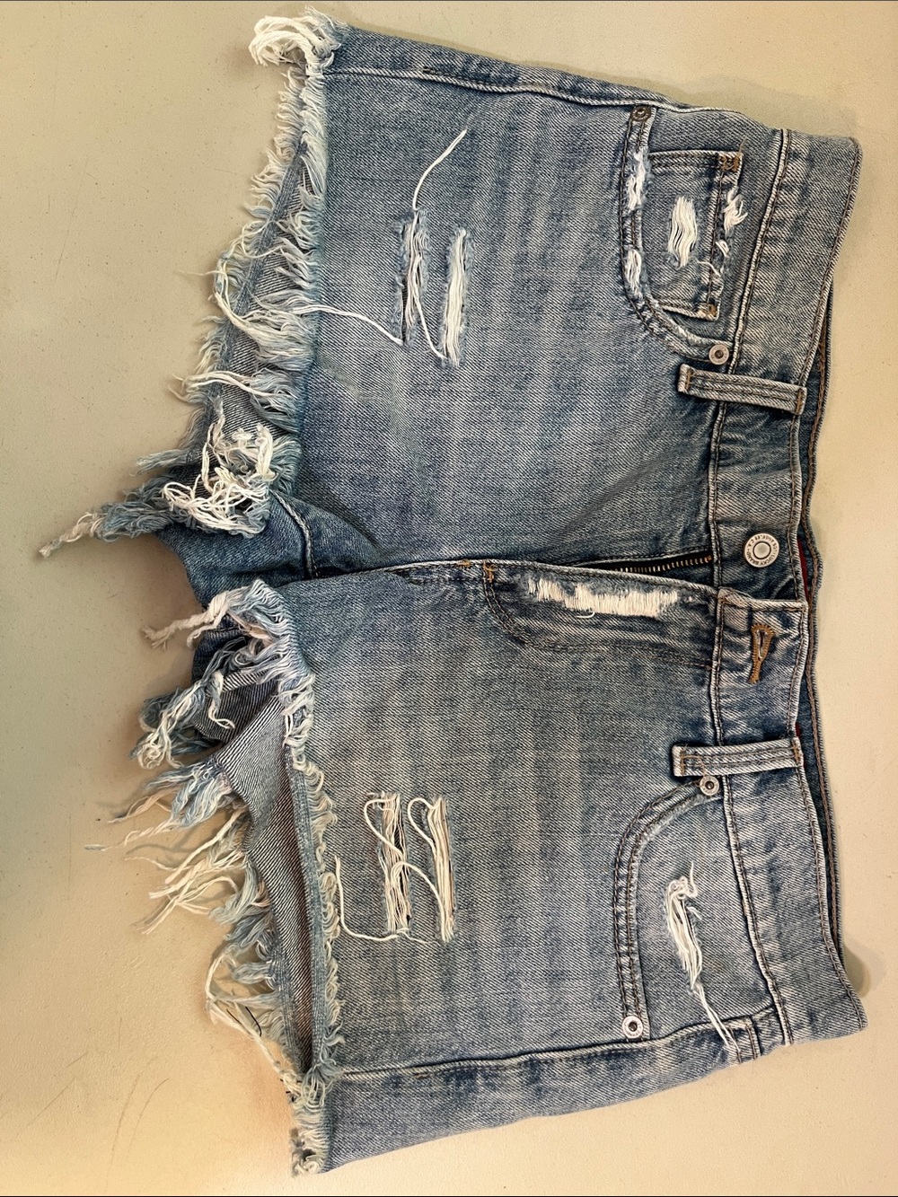 Lucky Brand Light Blue Distressed Denim Boyfriend Shorts